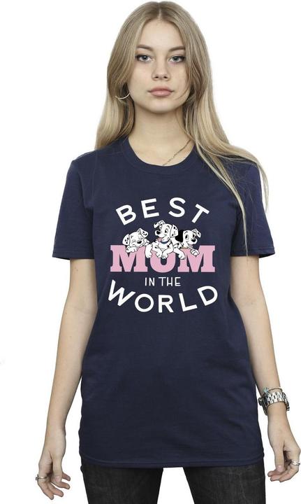 Actual product image Disney Womens/Ladies 101 Dalmatians Best Mum In The World Cotton Boyfriend T-Shirt (L)