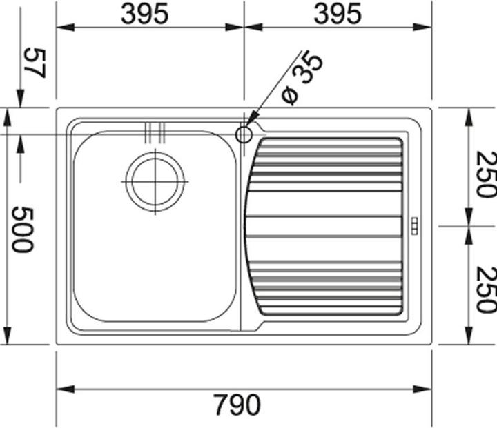 Produktbild Franke Einbauspüle aus Stahl Logica, Abtropffläche links (Aufsatzspülbecken, 50 cm, 79 cm)