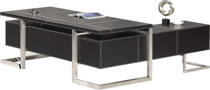 Image du produit Jet-Line Chef Bureau Venedig gauche noir Meubles de bureau Bureau d'angle Acier inoxydable Haute qualité
