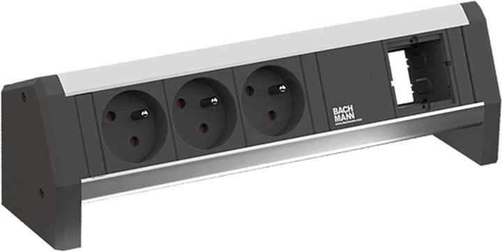 Immagine prodotto Bachmann Scrivania 1 - 3 prese AC - interno - tipo E - alluminio - plastica - 281 mm - 1 pz. (3 x, CEE 7/5, CEE 7/3, 1 m)