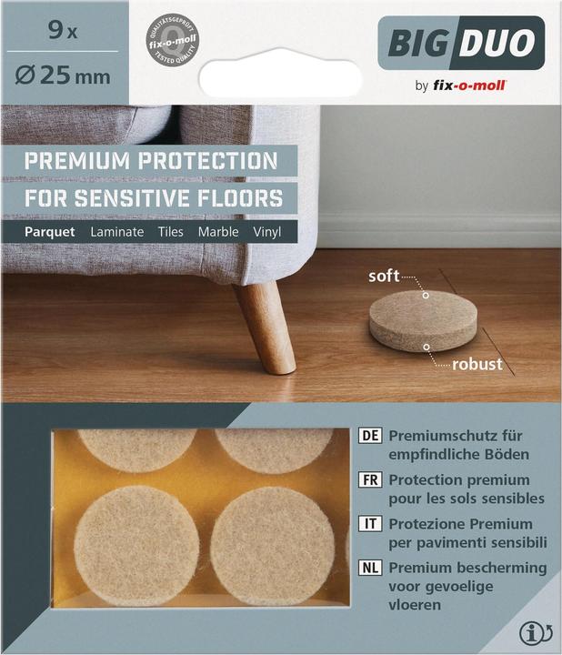 Image du produit Fix-o-moll Big Duo Patins pour parquet (Curseurs en plastique, Planeur universel, Parquets glisseurs, 9 pièce(s))