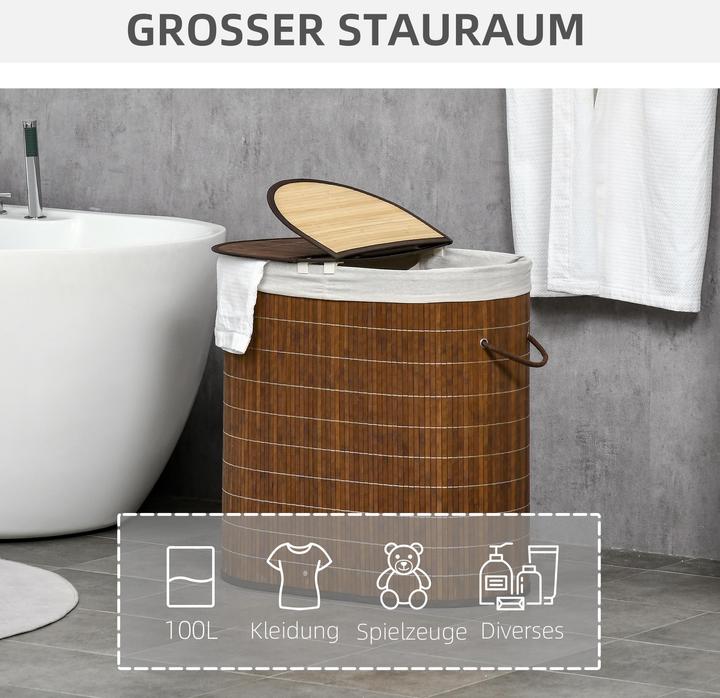 Produktbild Homcom Wäschekorb mit Flügeldeckel und 2 Fächern (50 l)
