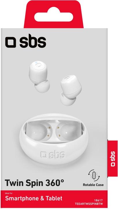 Actual product image SBS TWIN SPIN headphones with 350mAh charging station white (90 h, Wireless)