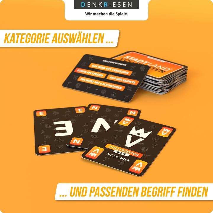 Actual product image Denkriesen - STADT LAND VOLLPFOSTEN® - The card game - URLAUB EDITION - "Meer im Kopf." (German)