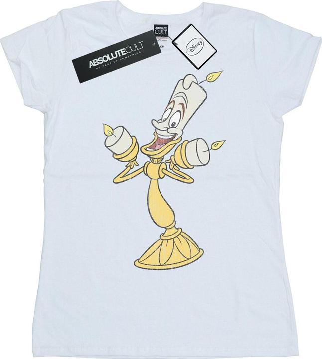 Actual product image Disney Womens/Ladies Beauty And The Beast Lumiere Distressed Cotton T-Shirt (S)