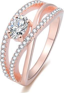 Actual product image Beneto Pink gold plated silver ring with AGG331 zircons - Circuit: 52 mm (L) (52)