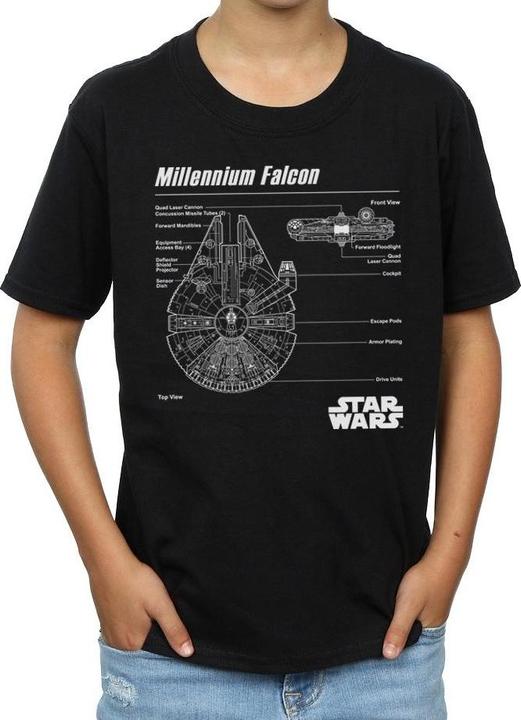 Image du produit Star Wars - T-shirt MILLENNIUM FALCON BLUEPRINT - Garçon (140, 146)