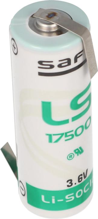 Actual product image Saft LS17500 Lithium battery, Size A, with solder tag Z-shape (A, 3600 mAh)