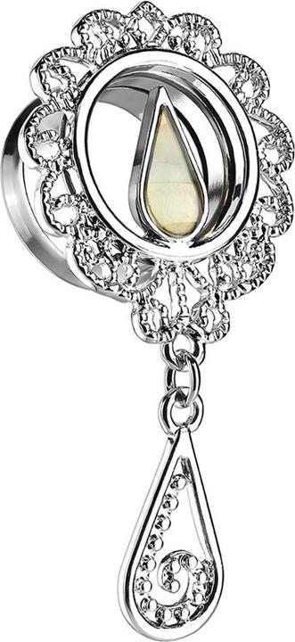 Image du produit Star Piercing Flared Tunnel Gouttes de nacre avec pendentif (Laiton, Acier chirurgical 316L)