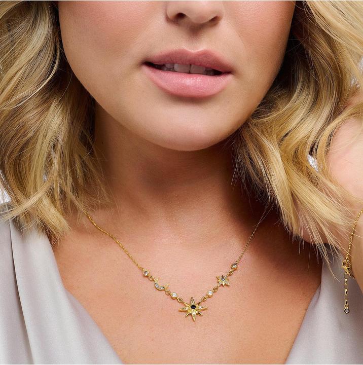 Produktbild Thomas Sabo Halskette Royalty Stern & Mond Gold (925er Silber, Mit Stein(en), Vergoldet, 40 - 45 cm)