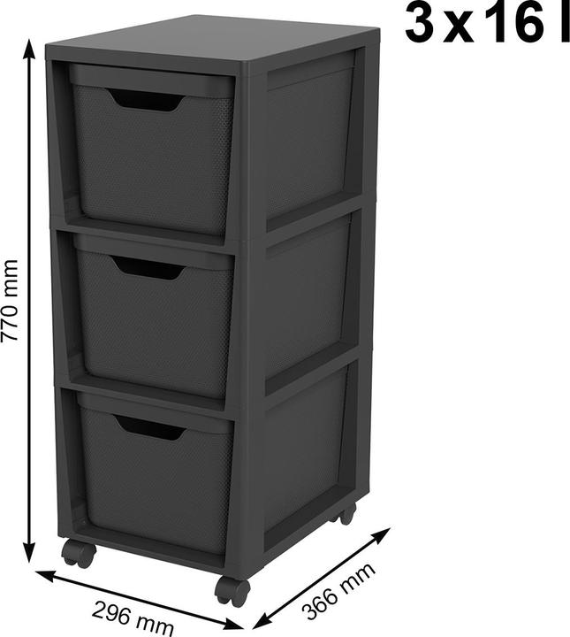 Produktbild Rotho Tower mit Rollen 3 x 16 l JIVE