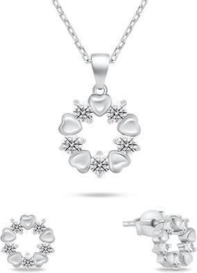 Brilio Silver - Delicate silver jewelry set with zircons SET239W (earrings. necklace)