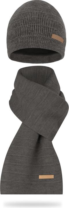 Actual product image Normani Winter set "Sudbury" with hat and scarf mottled brown (One size)