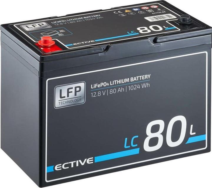 Ective LC 80L 12V LiFePO4 Lithium Versorgungsbatterie 80Ah (12 V, 80 Ah)