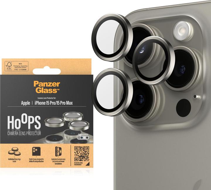 Produktbild PanzerGlass Hoops Camera Lens Protector (1 Stück, Apple iPhone 15 Pro Max, Apple iPhone 15 Pro)