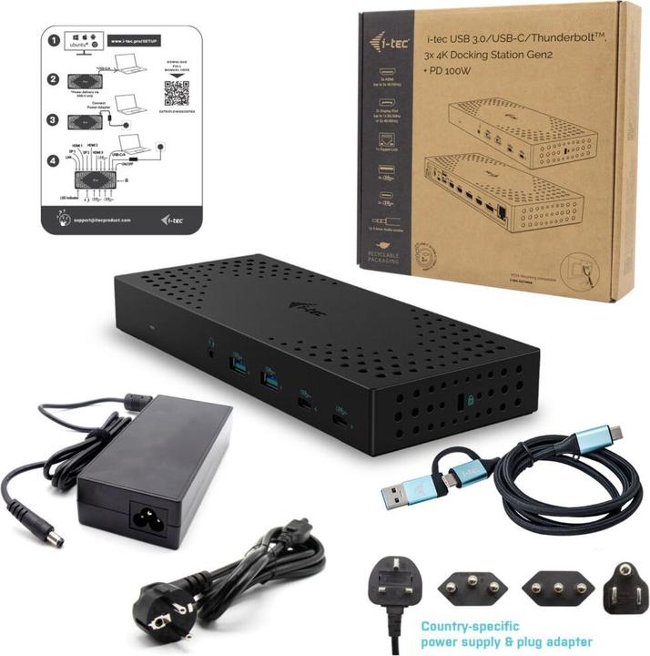 Image du produit i-tec Catriple4kdockpd2ch (USB-C, 13 Ports)