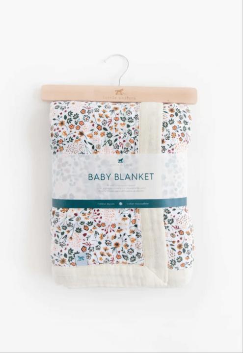 Actual product image little unicorn Cotton Muslin Baby Blanket - Pressed Petals (100 x 75 cm)
