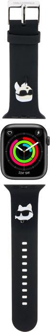 Karl Lagerfeld Pasek KLAWMSLKCNK Apple Watch 38/40/41mm czarny/black strap 3D Rubber Karl&Choupette (Silikon)