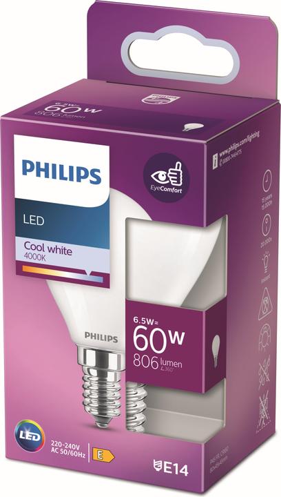 Actual product image Philips Lamp 6.5 W (60 W) E14 Neutral white (E14, 6.50 W, 806 lm, 1 x, E)