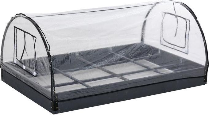 Actual product image Swisshandel24 Greenhouse with window 12 grids PVC steel transparent 120 x 79 x 53 cm