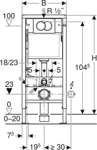 Actual product image Geberit Frame In Wall Delta Tank Chrome Button