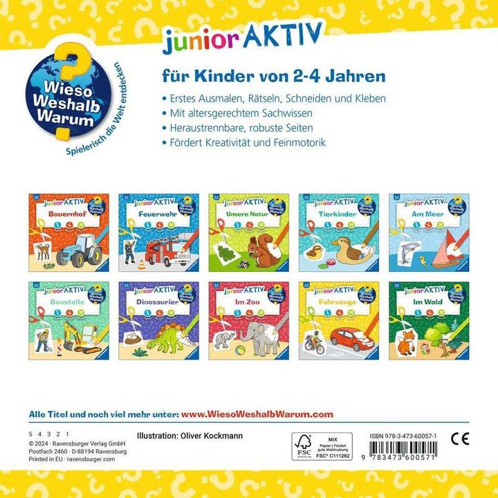 Immagine prodotto Ravensburger Wieso? Weshalb? Warum? junior AKTIV: Fahrzeuge (Tedesco, Oliver Kockmann, 2024)