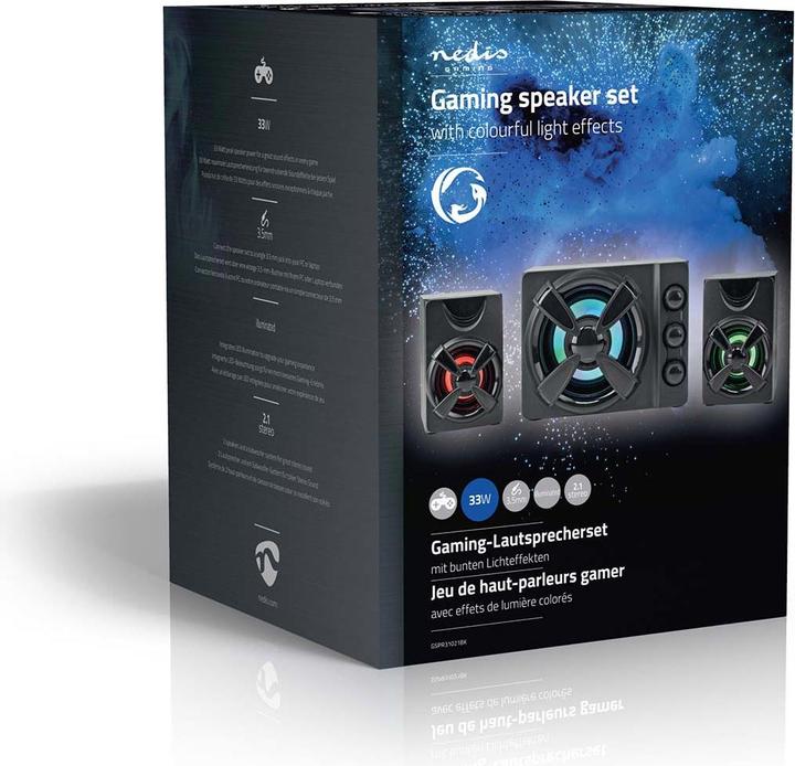 Productafbeelding Nedis Spelluidspreker | Luidsprekerkanalen: 2.1 | Voeding via USB | 3,5 mm Stekker | 33