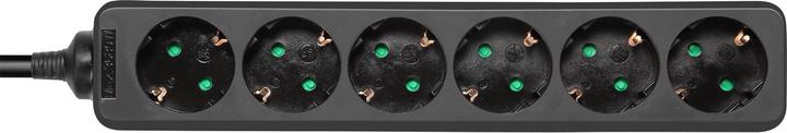 Produktbild Deltaco GT-0623 power extension 6 AC outlet(s) Indoor Black (6 x, CEE 7/3, 10 m)