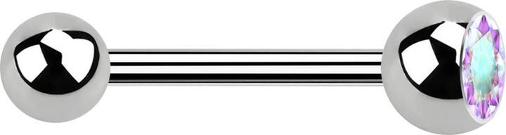Star Piercing Barbell silber mit Kugel und Kugel Kristall multicolor (ohne Messing, Titan G23)