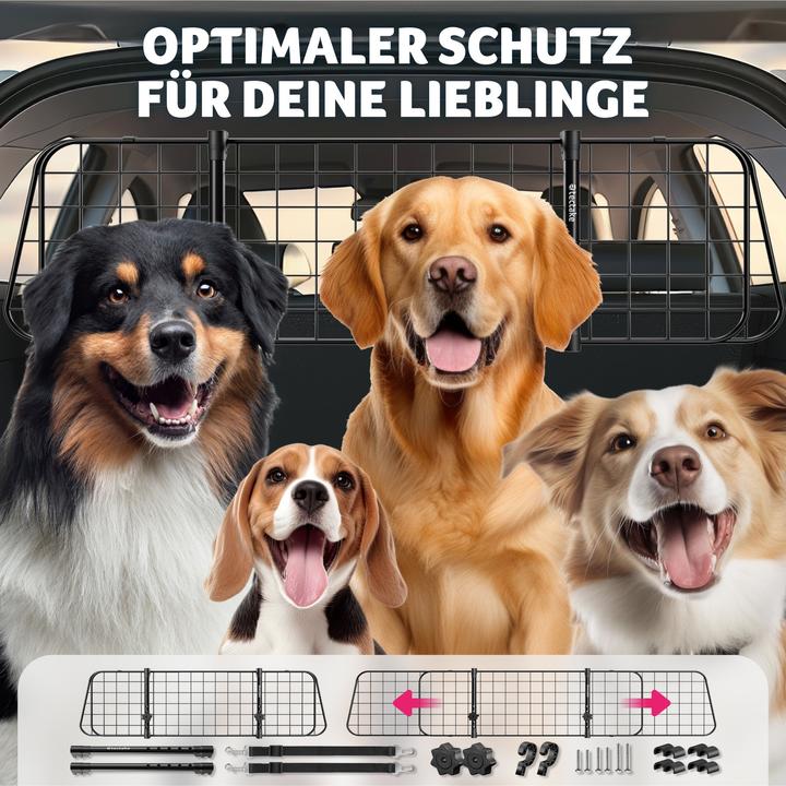 Produktbild tectake Hundeschutzgitter Balu, breitenverstellbar, 2 Anschnallgurte (Hund, Reflektoren)