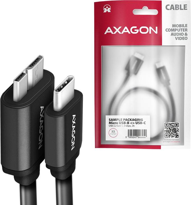 Productafbeelding Axagon BUMM3-CM10AB Kabel Micro-B USB naar USB-C 3.2 Gen 1 (1 m, USB 3.2 Gen 1)