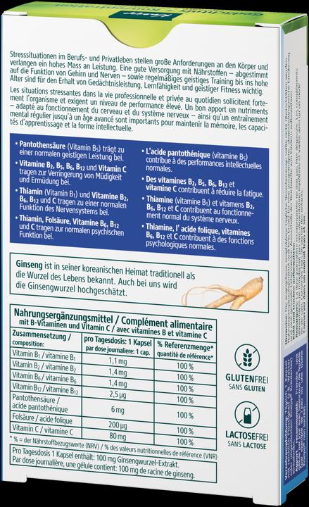 Nutritional values and ingredients Kneipp Memory + Concentration (30 Piece, Capsules, 15 g)