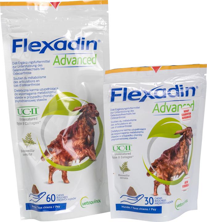 Immagine prodotto Vetoquinol Flexadin Advanced - Snack per cani - 60 compresse (Junior, Adulto, Senior, 60 pz., 180 g)