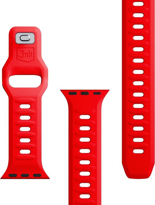Image du produit 3MK Silicone Watch Strap czerwony/red dla Apple Watch 42/44/45/49mm (Silicone, Acier inoxydable, 3, 4, 9, Extrémiste)