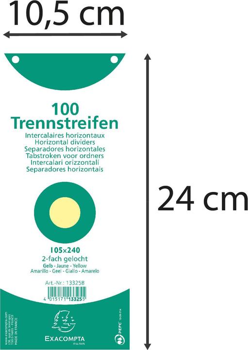 Actual product image Exacompta Separator strips 10.5 x 24 cm, 100 pcs - yellow