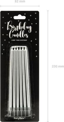 Image du produit Partydeco Bougies d'anniversaire Argent 12,5cm 12 pièces (12 x)