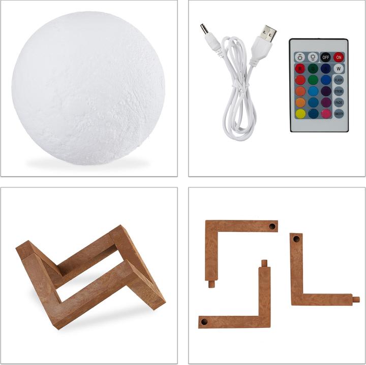 Actual product image Relaxdays Moon Lamp 3D Colour-changing (0.15 m)