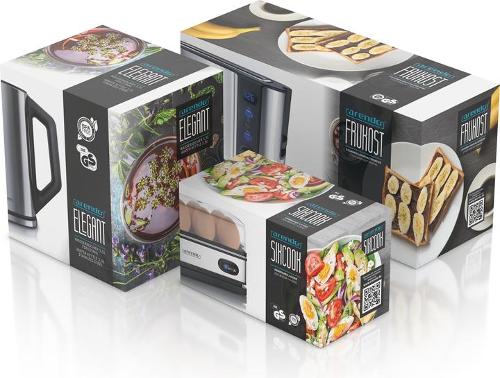 Actual product image Arendo Breakfast set, kettle 1.5l temperature selection, 2-slice toaster & egg cooker for 6 eggs, silver
