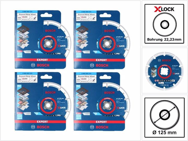 Produktbild Bosch Professional Bosch X-LOCK Diamant Metallscheiben Trennscheibe 125 x 22,23 mm ( 4x 2608900533 ) Expert 4 Stk. für