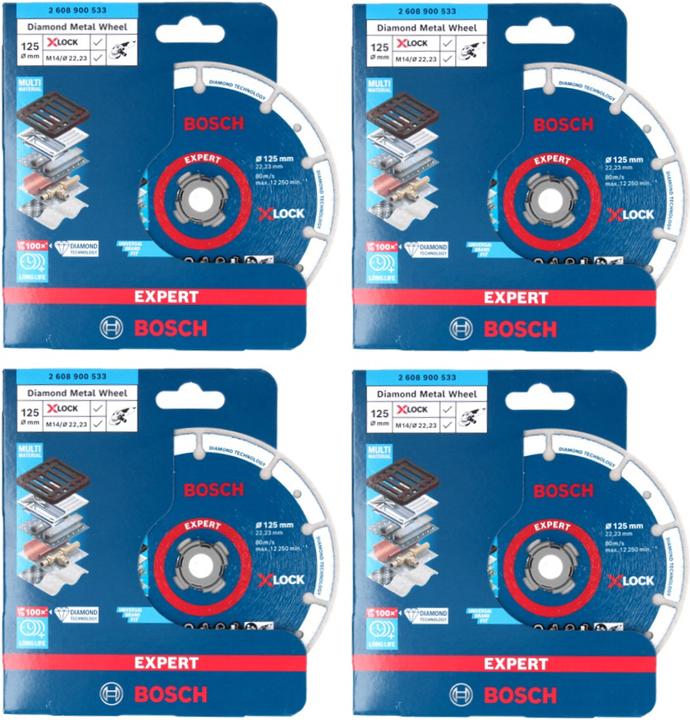 Produktbild Bosch Professional Bosch X-LOCK Diamant Metallscheiben Trennscheibe 125 x 22,23 mm ( 4x 2608900533 ) Expert 4 Stk. für