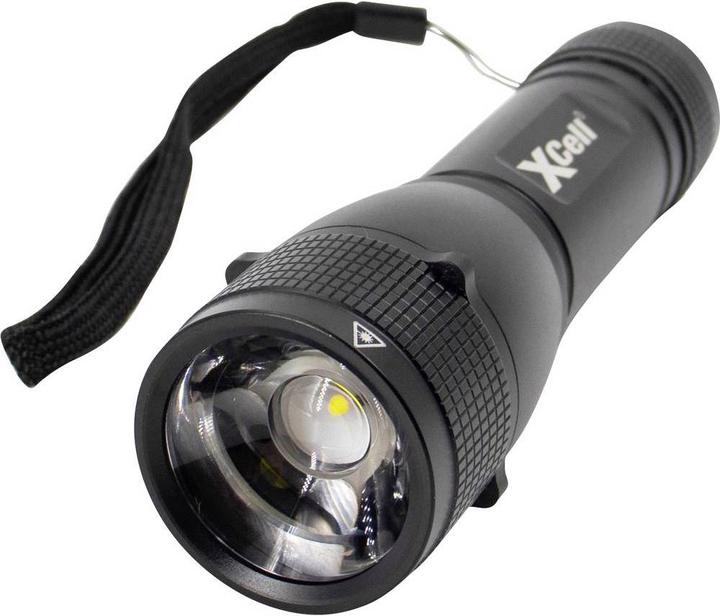 Produktbild XCell 146362 LED Taschenlampe mit Handschlaufe, mit Holster, mit Stroboskopmodus batteriebetrieben (12.60 cm, 500 lm)