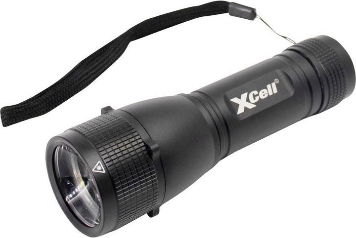 Produktbild XCell 146362 LED Taschenlampe mit Handschlaufe, mit Holster, mit Stroboskopmodus batteriebetrieben (12.60 cm, 500 lm)