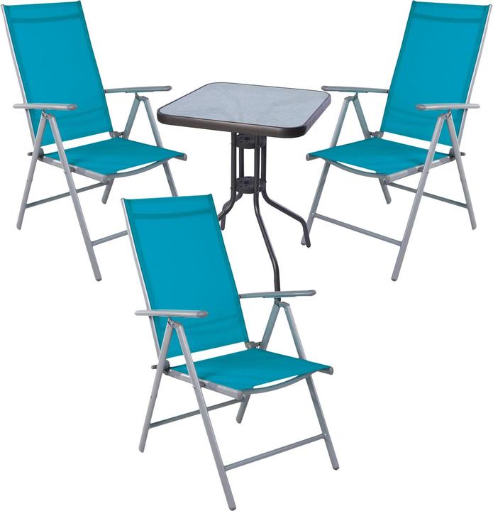 Produktbild Mojawo 4-tlg Bistro Garnitur Bistromöbel Klappstuhl Sitzgruppe Hochlehner (60 cm)