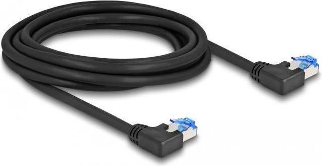 Actual product image Delock RJ45 network cable Cat.6A S/FTP left angled 3 m black (S/FTP, CAT6a, 3 m)