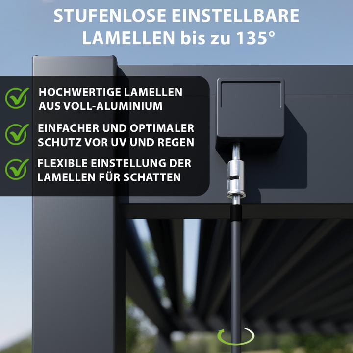 Image du produit Weide Pergola Deluxe Plus 3.6x7.2m avec toit à lamelles Anthracite (360 cm, 720 cm)