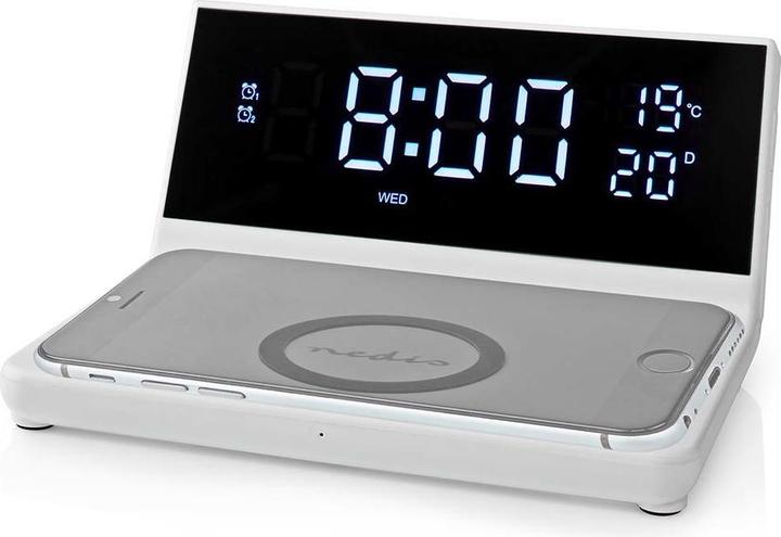 Produktbild Nedis Wecker Kabelloses Ladegreät Qi Zertifiziert 5/7.5/10 / 15 W USB-A Stecker 2 Alarmzeiten Snooze