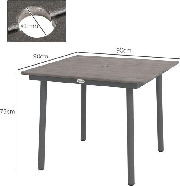 Actual product image Swisshandel24 Garden table dining table 4 persons umbrella hole slatted frame HDPE dark grey 90x90x75cm (90 cm)