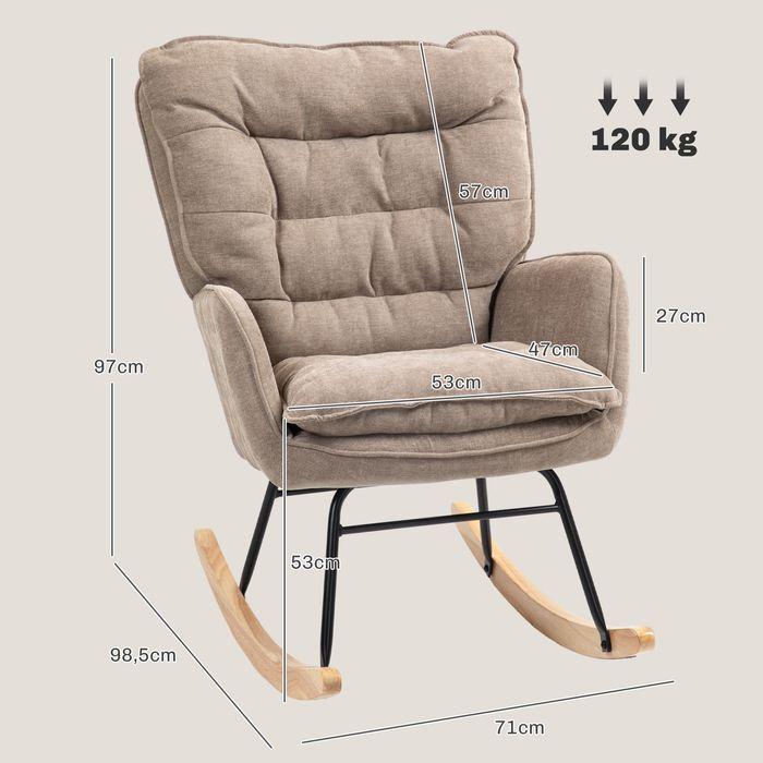 Produktbild Swisshandel24 Schaukelstuhl Armlehnsessel mit Chenilleoptik für Schlafzimmer, bis 12kg, braun