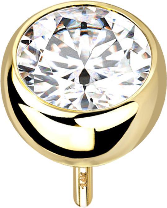 Star Piercing Threadless Halbkugel 14k gold mit Kristall silber (ohne Messing, 14k Gold)
