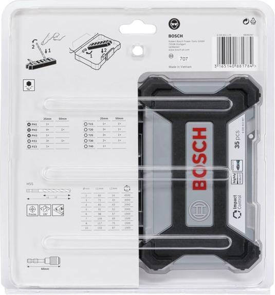 Immagine prodotto Bosch Professional Zubehör Set di punte per trapano e avvitatore HSS da 35 pezzi Impact Control (8 mm, 10mm, 4 mm, 1/2", 2 mm, 3/8", 1/4", 3/4", 7 mm, 5 mm, 6 mm)